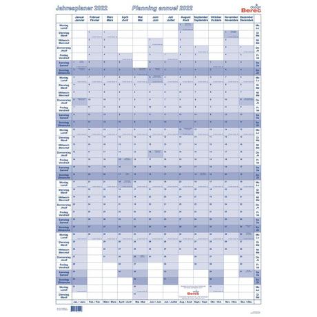 Berec BEREC Jahresplan hoch 60x90cm B 5668/22 2022, blau  