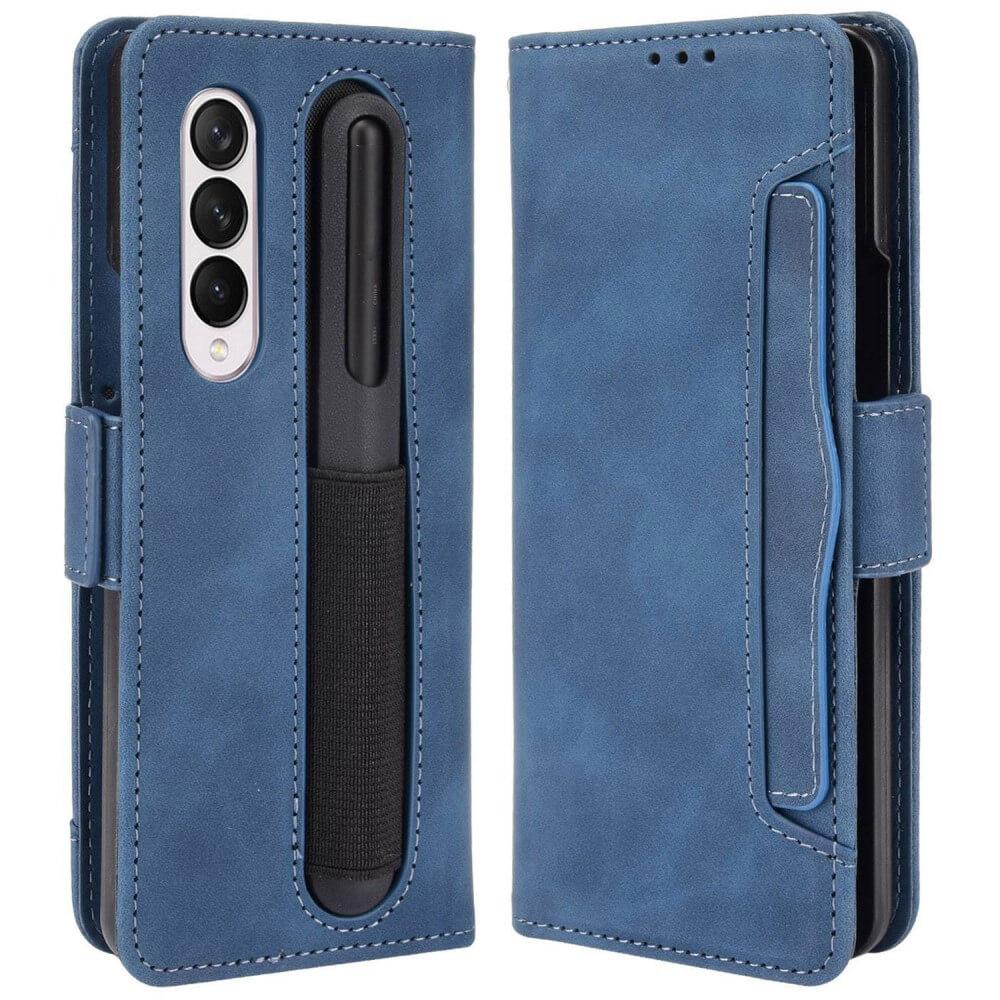 Cover-Discount  Galaxy Z Fold4 5G- Custodia con slot per carte di credito blu 