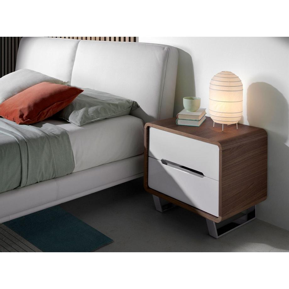 ANGEL CERDA Nachttisches Holz, Nussbaum und verchromter Stahl  