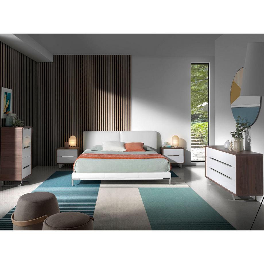 ANGEL CERDA Nachttisches Holz, Nussbaum und verchromter Stahl  