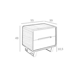 ANGEL CERDA Comodino in legno di noce con cassetti bianchi e acciaio cromato  