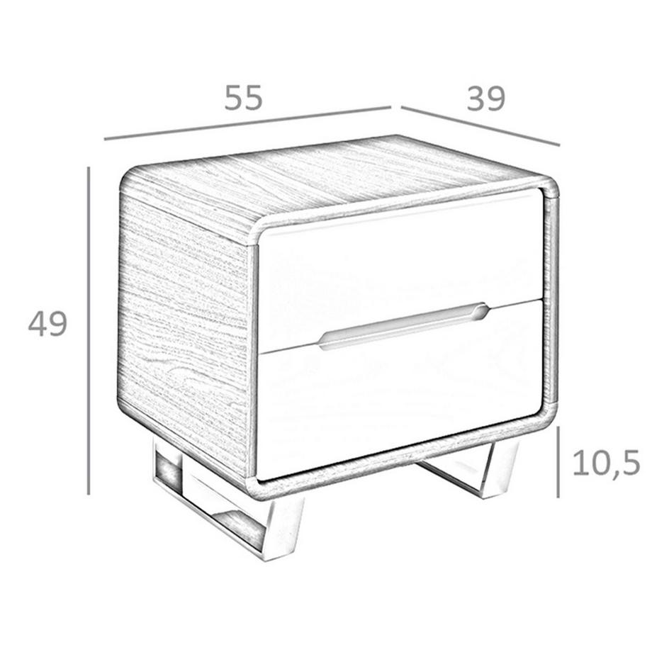 ANGEL CERDA Nachttisches Holz, Nussbaum und verchromter Stahl  