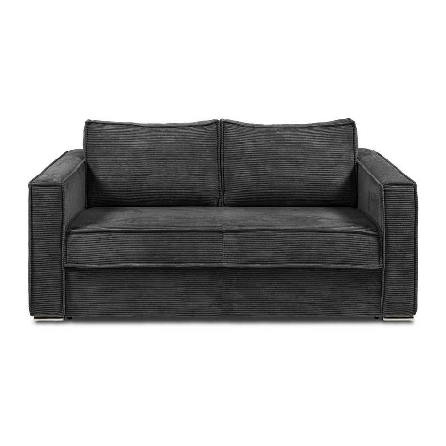Vente-unique Schlafsofa mit Matratze 3-Sitzer - Cord - Anthrazitgrau - Liegefläche mit Lattenrost mit breiten Latten 140 cm - Matratze 18 cm - LORETO  