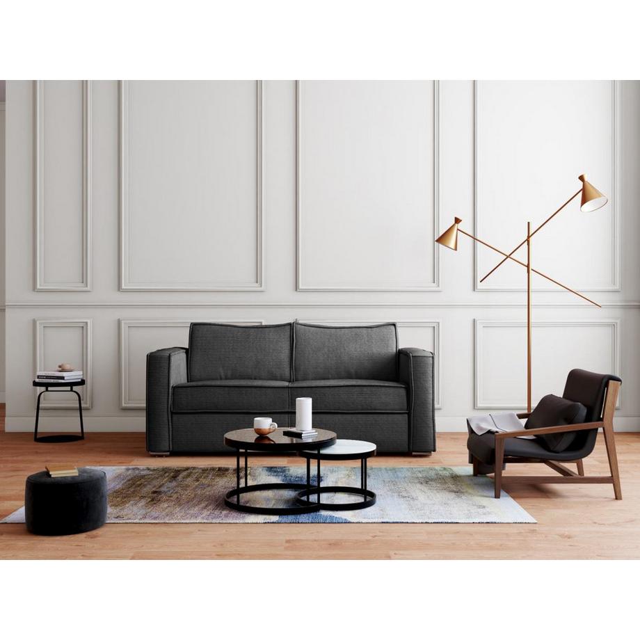Vente-unique Schlafsofa mit Matratze 3-Sitzer - Cord - Anthrazitgrau - Liegefläche mit Lattenrost mit breiten Latten 140 cm - Matratze 18 cm - LORETO  