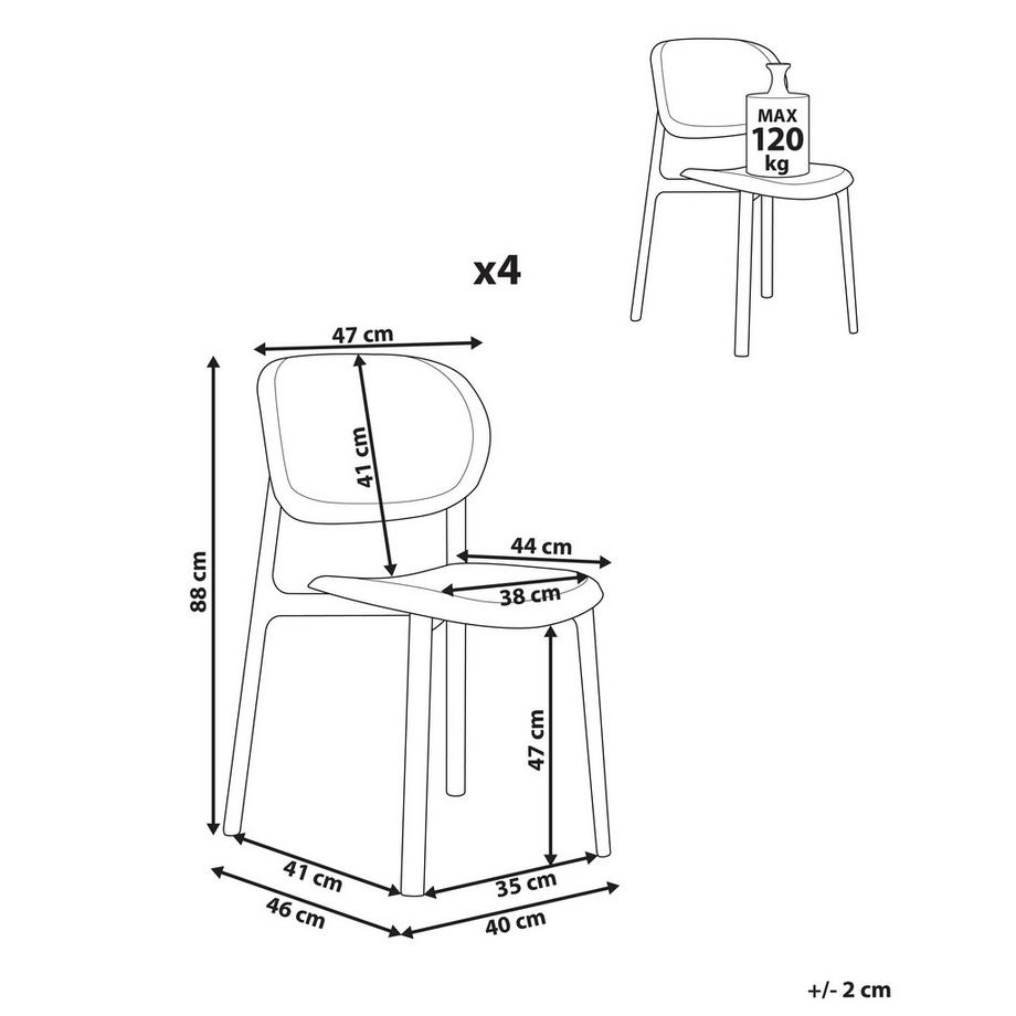 Beliani Lot de 4 chaises de jardin en Polypropylène Minimaliste MUSANO  
