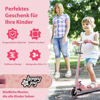 B2X  Kinderroller 2-Rad-Tretroller mit Blinkenden Rädern Stand- und Cruise-Kleinkindspielzeug Rosa 
