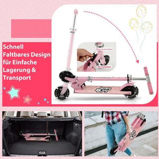 B2X  Kinderroller 2-Rad-Tretroller mit Blinkenden Rädern Stand- und Cruise-Kleinkindspielzeug Rosa 