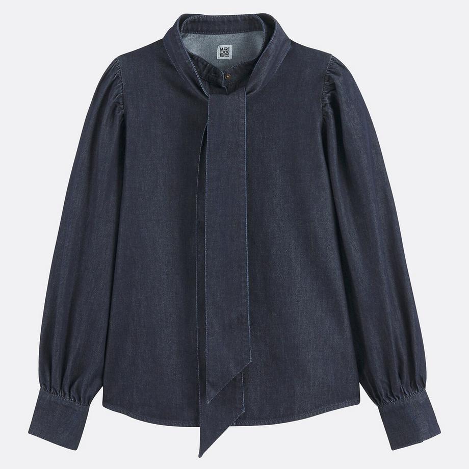 La Redoute Collections Denim Hemd mit Bindeschleife  