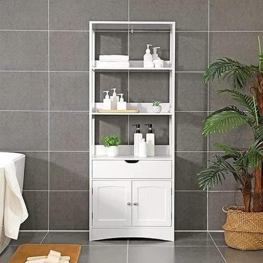 Pricenet Versatile mobiletto da bagno bianco con facile montaggio  