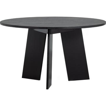 Table à manger frise ronde chêne noir nuit 129x129