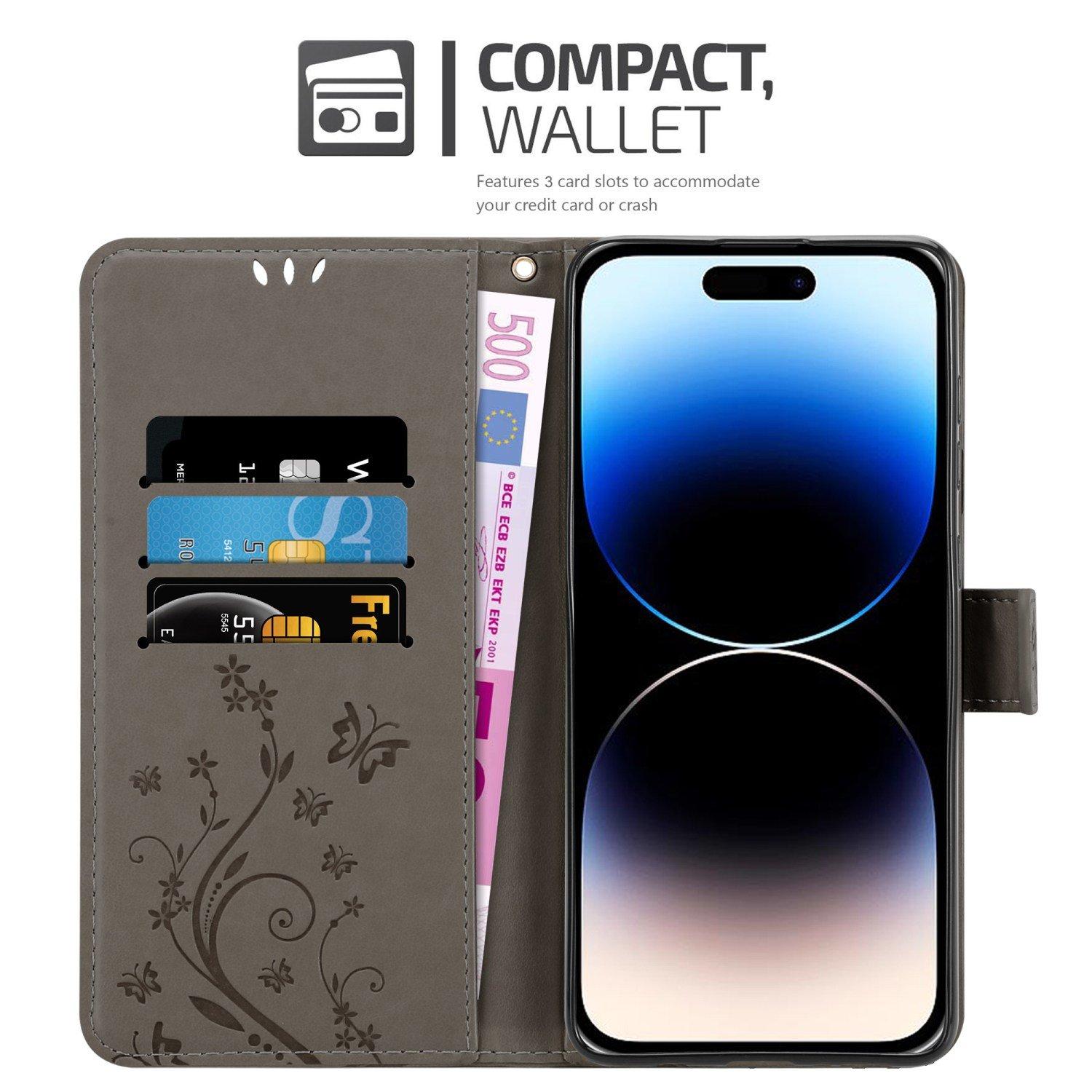 Cadorabo  Hülle für Apple iPhone 14 PRO Blumen Design Magnetverschluss 