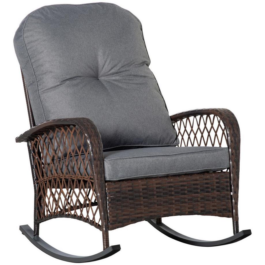 Poly Rattan Schaukelstuhl Schaukelsessel Gartenstuhl Mit Kissen Loungemöbel Gartenmöbel Terrassenmöbel Braun 75 X 103 X 96 Cm