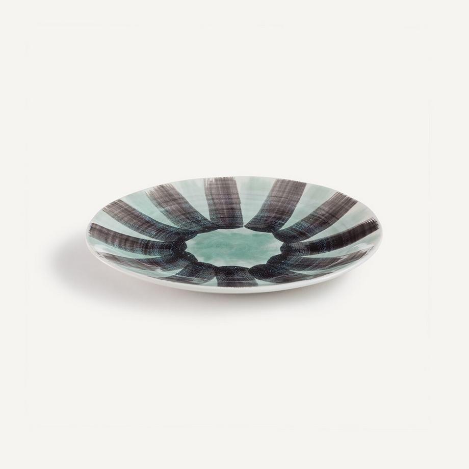 AM.PM Lot de 4 assiettes à dessert en grès rayé  