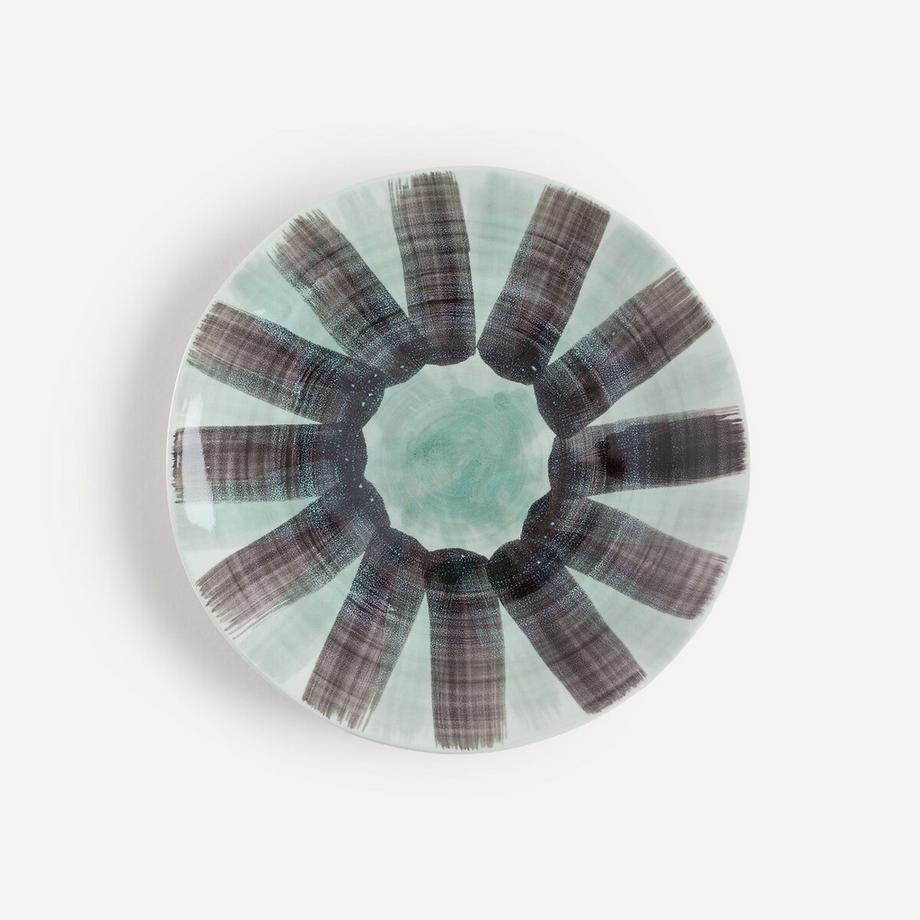 Lot de 4 assiettes à dessert en grès rayé