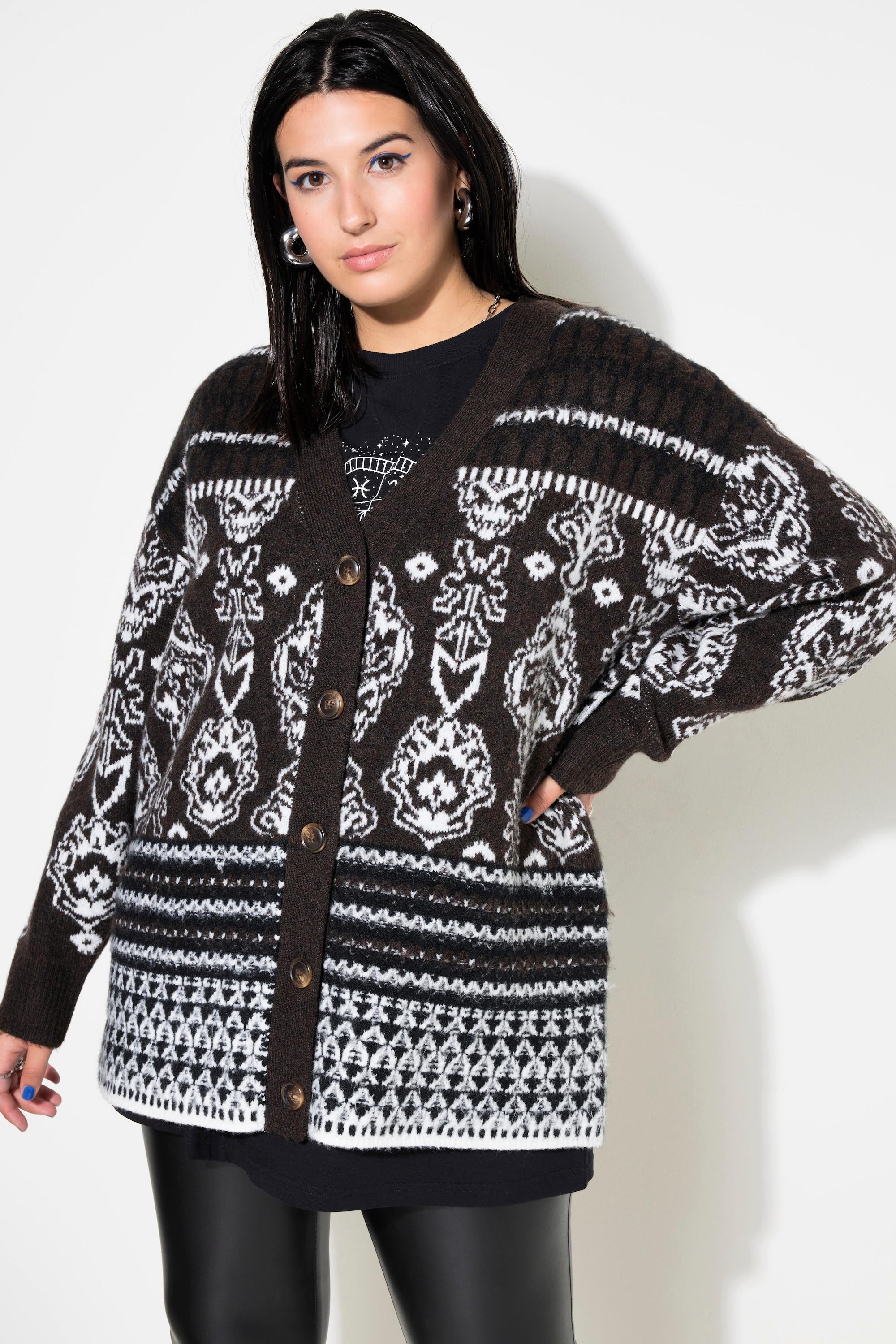 Studio Untold  Strickjacke, oversized, Jacquard-Mustermix 