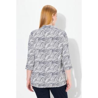 Ulla Popken  Shirt, Punkte, A-Linie, Spatenkragen, 3/4-Arm 