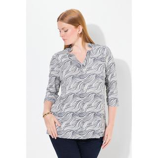 Ulla Popken  Shirt, Punkte, A-Linie, Spatenkragen, 3/4-Arm 