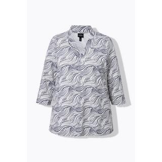 Ulla Popken  Shirt, Punkte, A-Linie, Spatenkragen, 3/4-Arm 