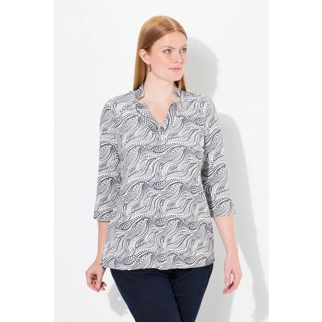 Ulla Popken  Shirt, Punkte, A-Linie, Spatenkragen, 3/4-Arm 