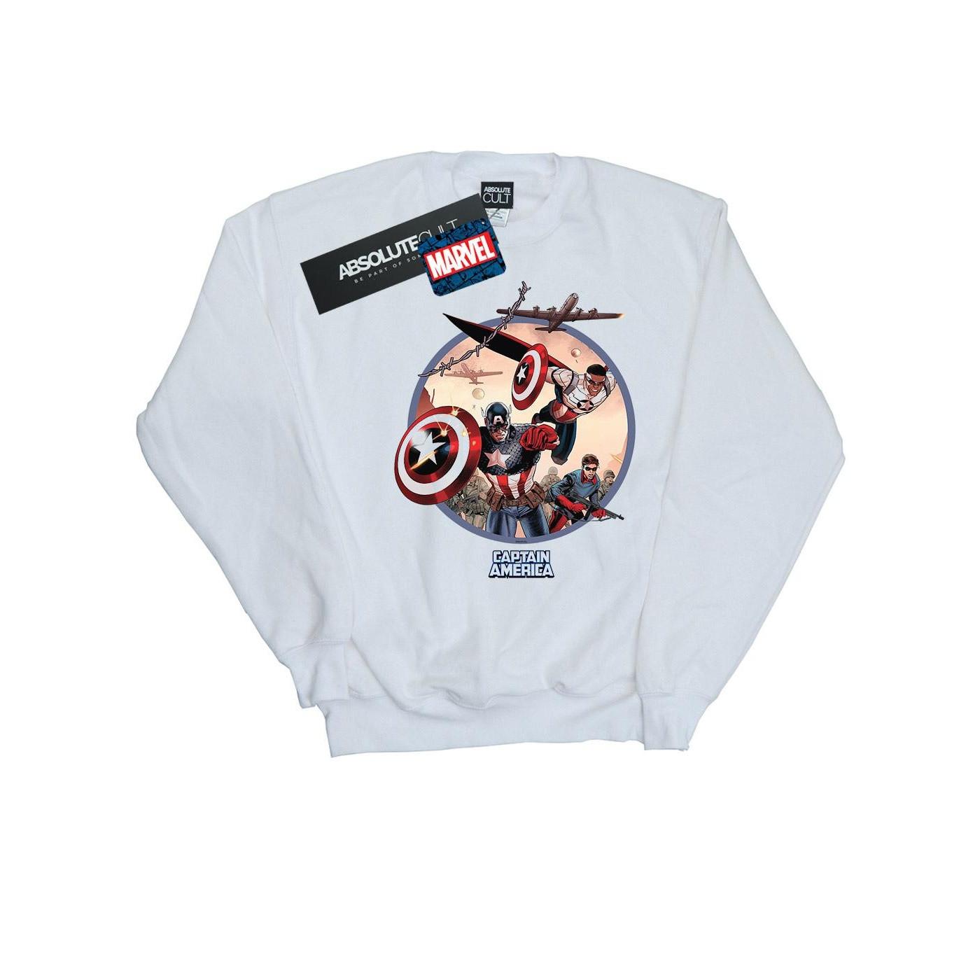 Image of Captain America And Falcon In Battle Sweatshirt Jungen Weiss 104