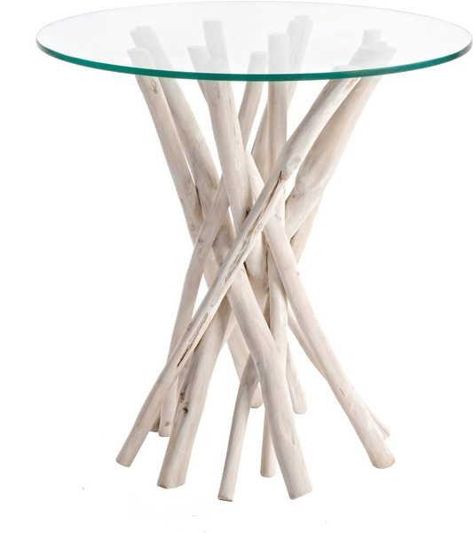 mutoni Table d'appoint avec verre Sahel 40x40cm  