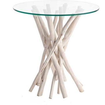 Table d'appoint avec verre Sahel 40x40cm