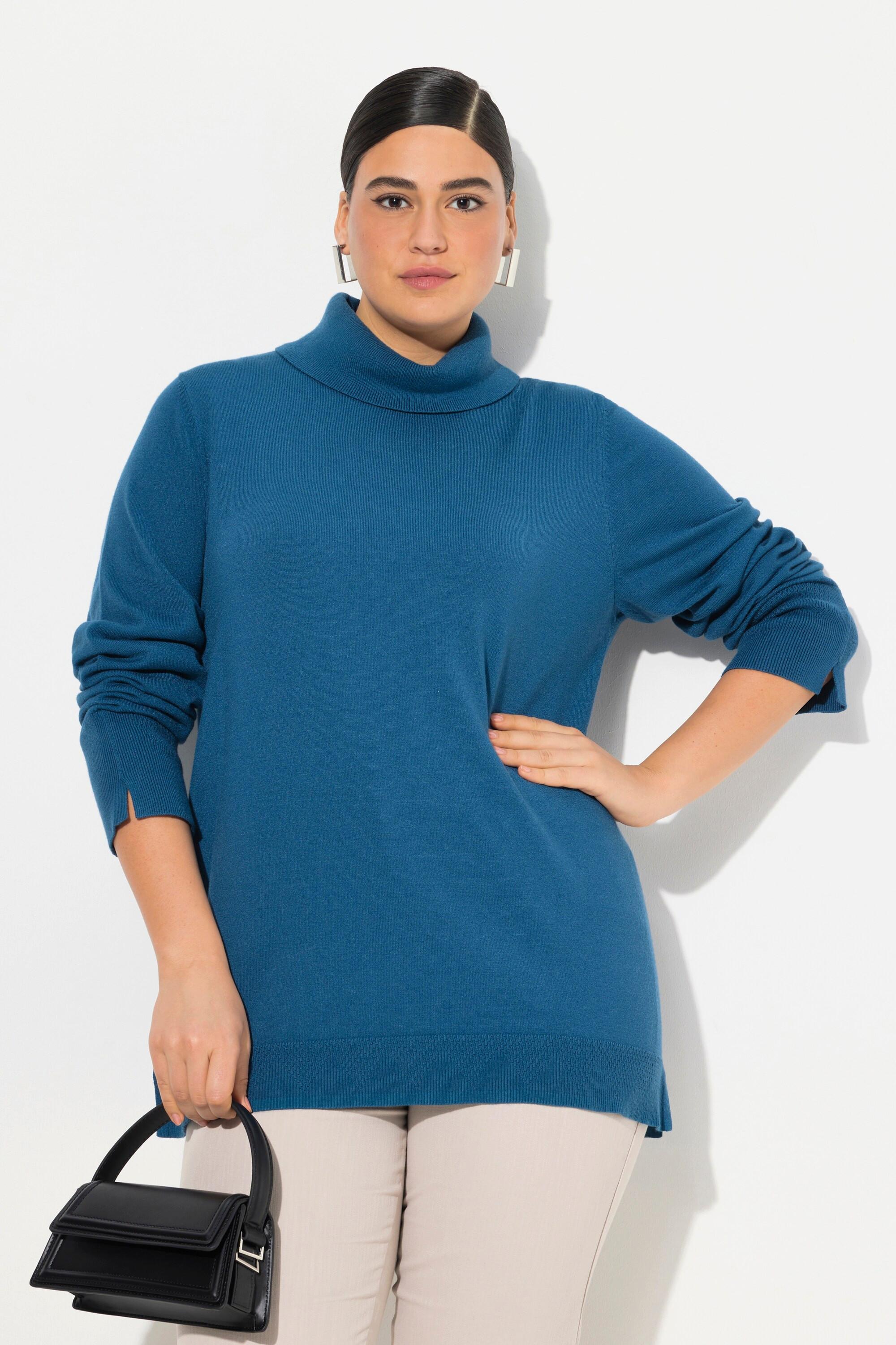 Ulla Popken  Pullover con collo dolcevita, alti orli a costine e maniche lunghe 