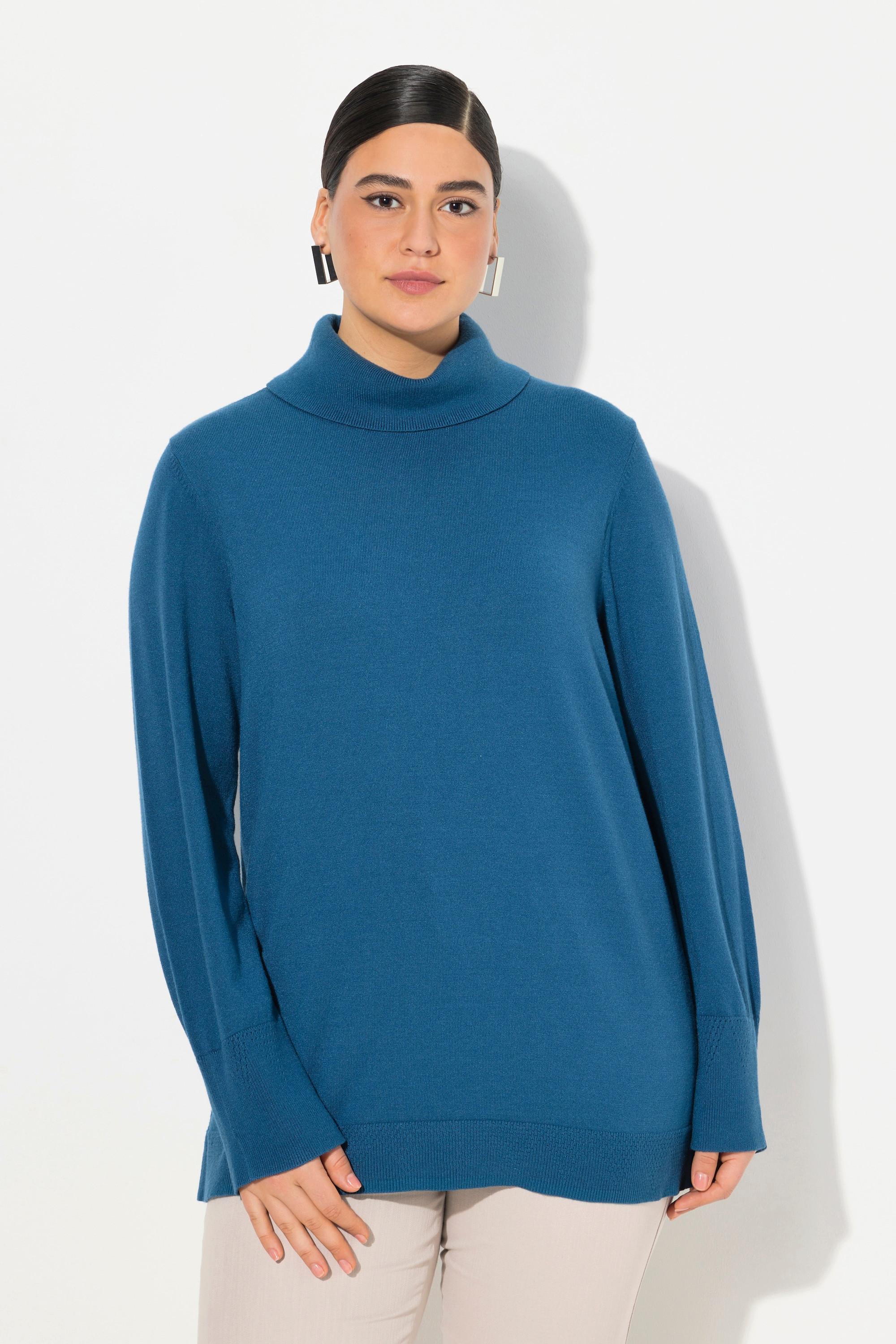 Ulla Popken  Rollkragenpullover, breite Rippbündchen, Langarm 