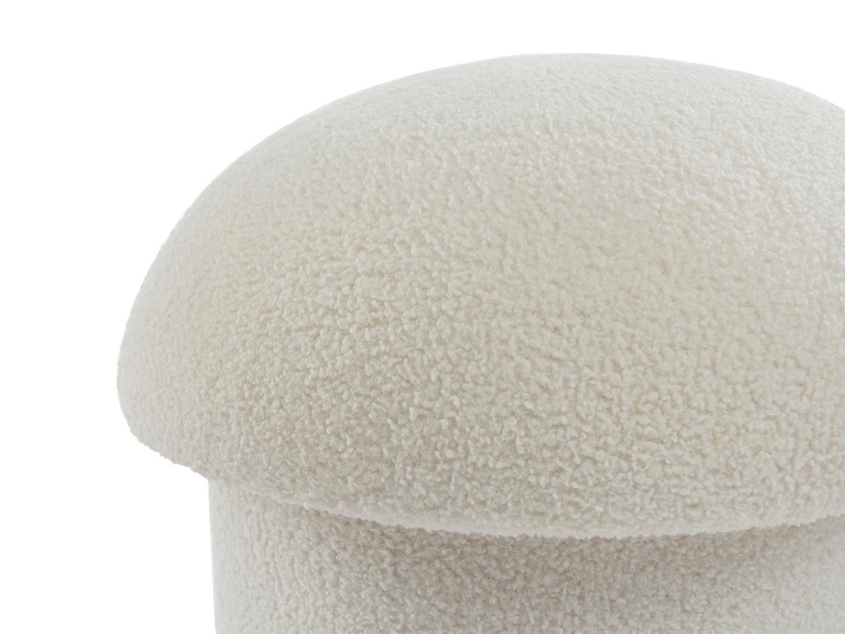 Vente-unique Pouf en tissu bouclette blanc VALEZIO  