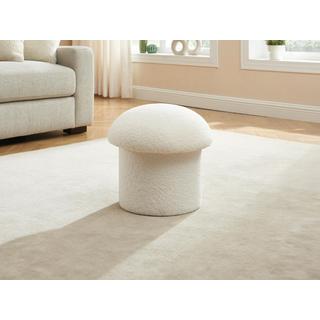 Vente-unique Pouf en tissu bouclette blanc VALEZIO  