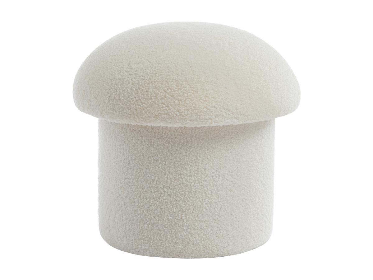 Vente-unique Pouf en tissu bouclette blanc VALEZIO  