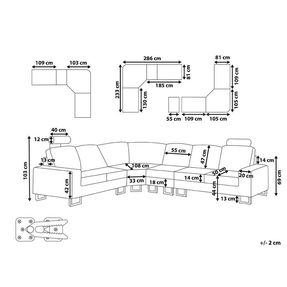 Beliani Canapé d'angle en Cuir Glamour STOCKHOLM  