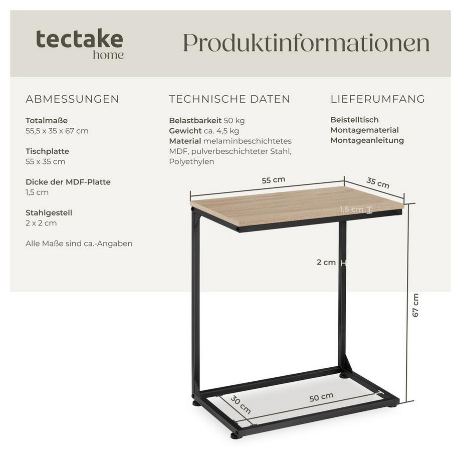 Tectake Table d'appoint CARDIFF style industriel  