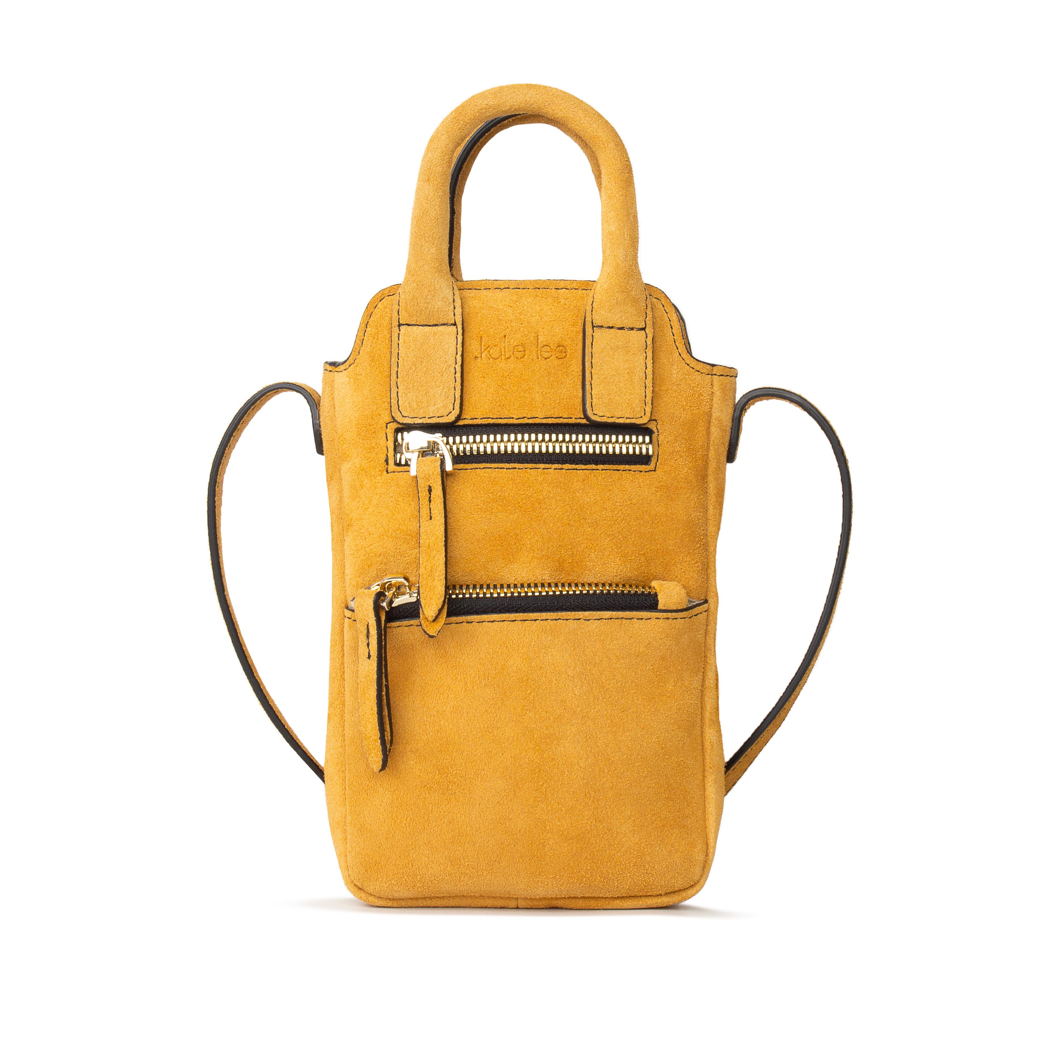 Image of Umhängetasche Velya Handytasche Für Das Telefon Aus Rindsveloursleder In Gelber Farbe Damen Gelb ONE SIZE