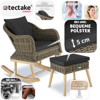 Tectake Fauteuil à bascule en rotin Rovigo avec repose-pieds Vibo  