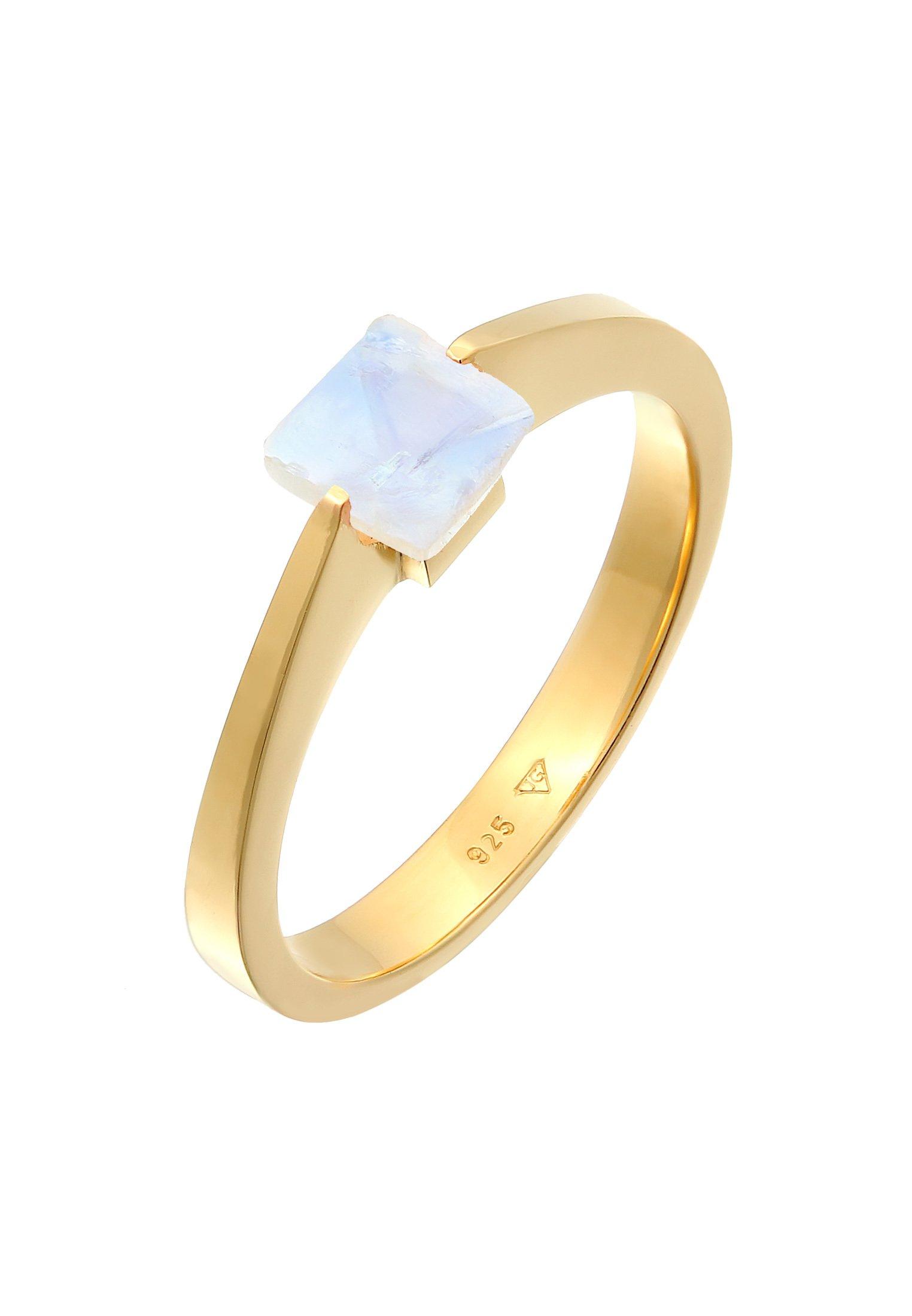 Image of Ring Solitär Mondstein Edelstein Viereck Damen Gold 66mm