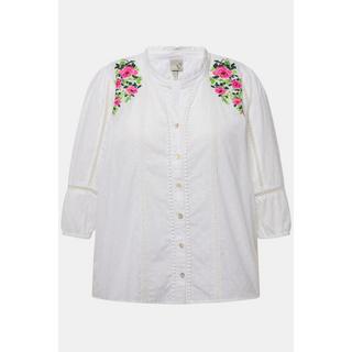 Ulla Popken Blusa Pizzo Traforato Linea A Maniche 3/4 Scollo a V  