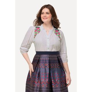 Ulla Popken Blusa Pizzo Traforato Linea A Maniche 3/4 Scollo a V  