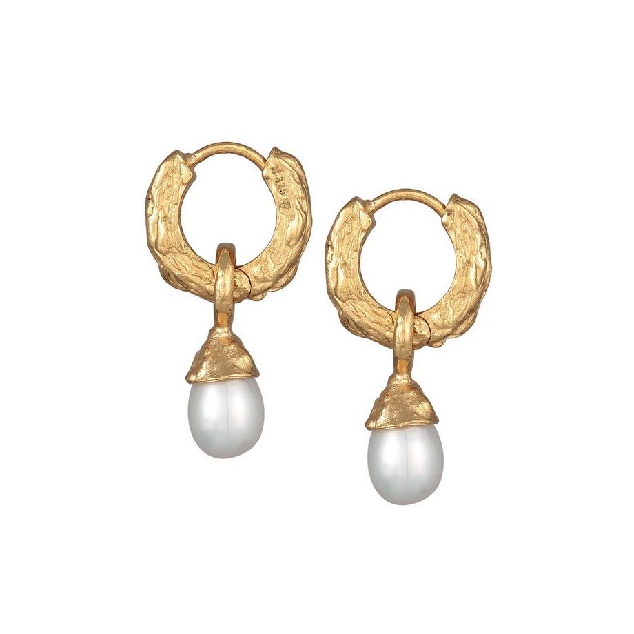 Elli  Boucles d'Oreilles Creolen Süßwasserperle Organic 925 Silber 
