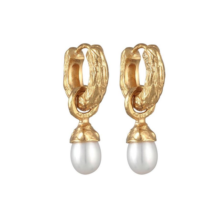 Elli  Boucles d'Oreilles Creolen Süßwasserperle Organic 925 Silber 