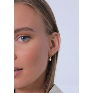 Elli  Boucles d'Oreilles Creolen Süßwasserperle Organic 925 Silber 