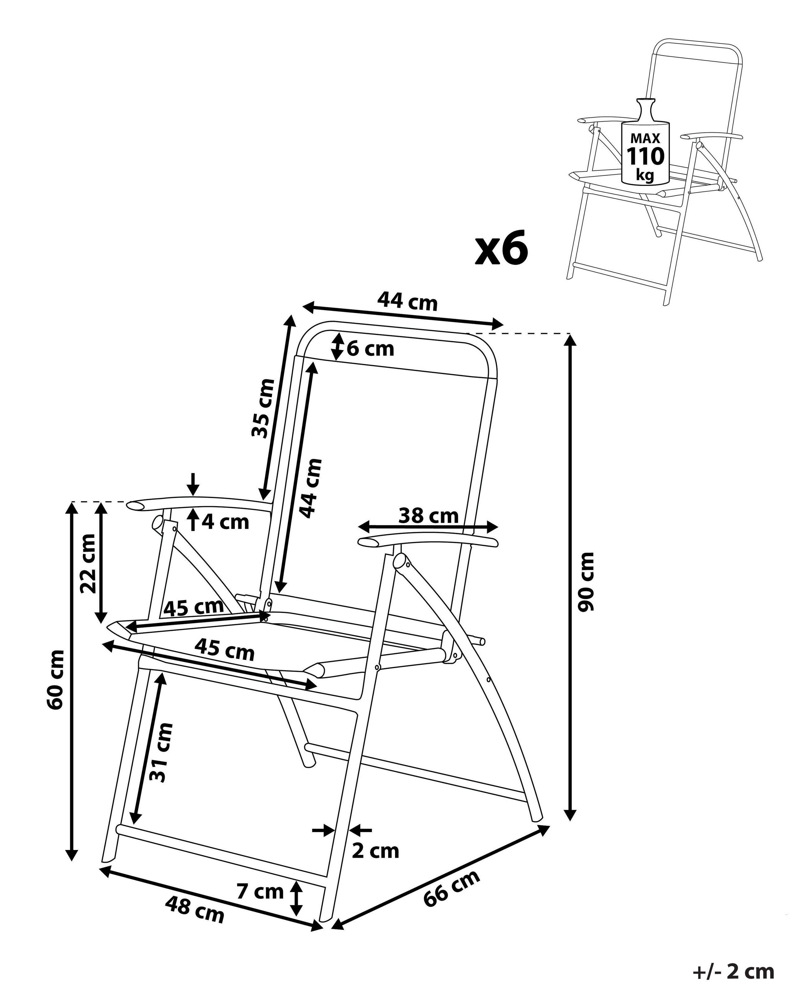 Beliani Lot de 6 chaises de jardin en Acier Rétro LIVO  