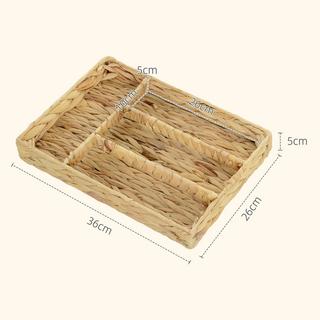 Northio Set di 2 cestini portaoggetti, cestini in giacinto d'acqua intrecciato per riporre e organizzare, soggiorno, cucina, camera da letto, 36 x 26 x 5 cm, legno naturale  