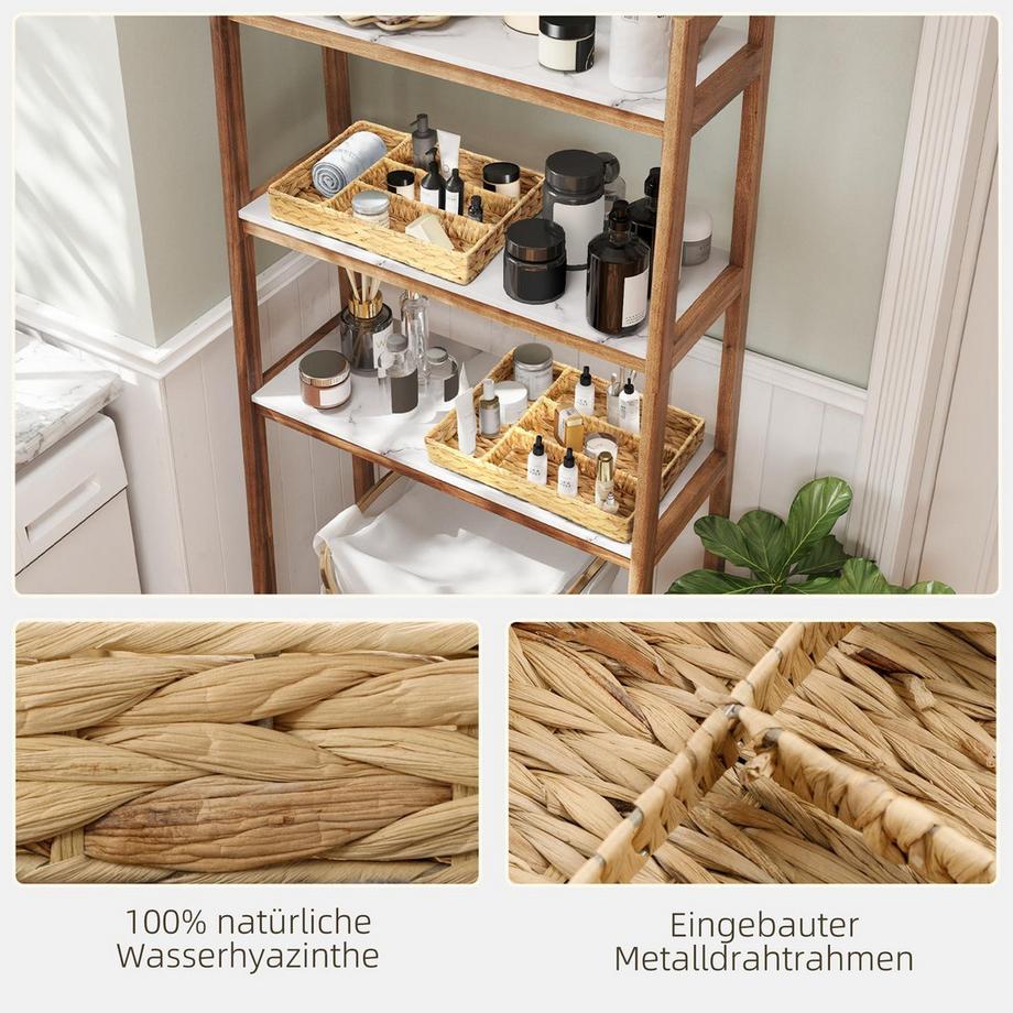 Northio 2er-Set Aufbewahrungskorb, geflochtener Körbe aus Wasserhyazinthe, zum Aufbewahrung und Organisieren, für Wohnzimmer, Küche, Schlafzimmer, 36 x 26 x 5 cm, Naturholz  