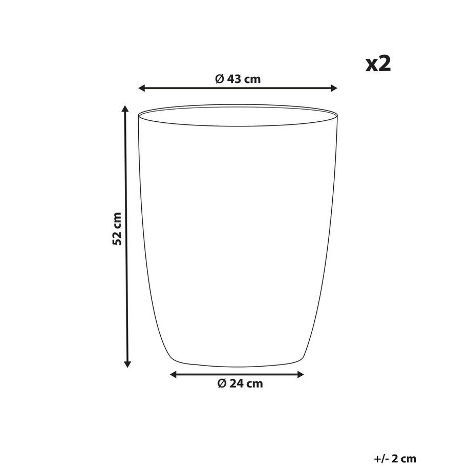 Beliani Set di 2 vasi per piante en Fibra d'argilla Industriale CROTON  