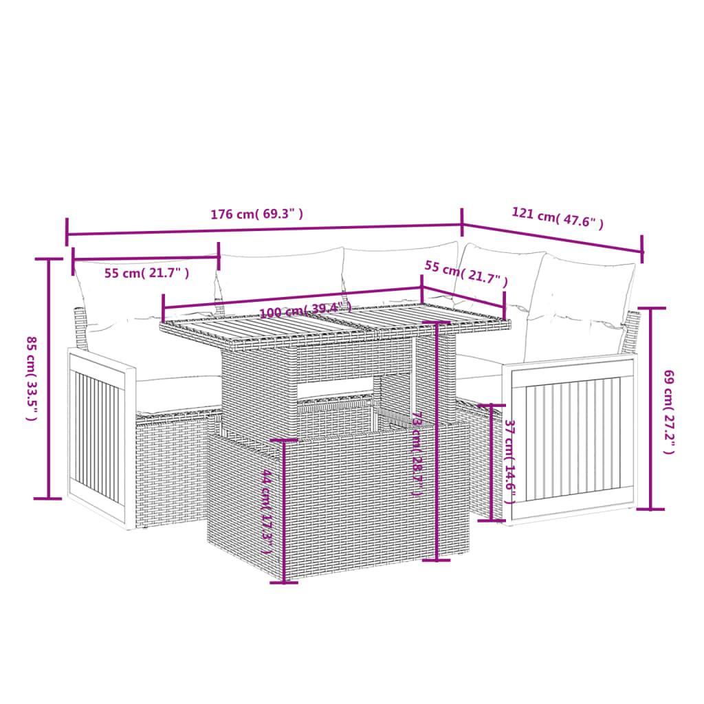 VidaXL Ensemble de canapés de jardin rotin synthétique  