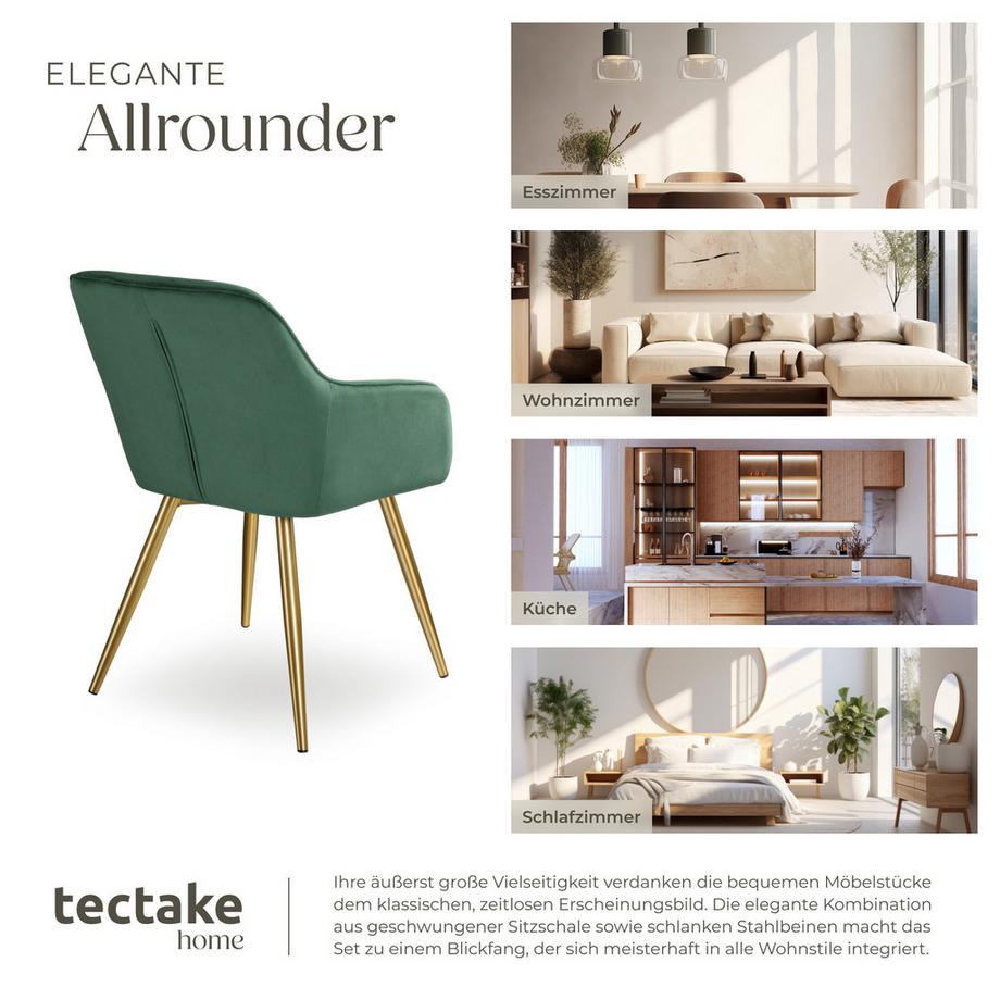 Tectake Chaise MARILYN rembourrée aspect velours  