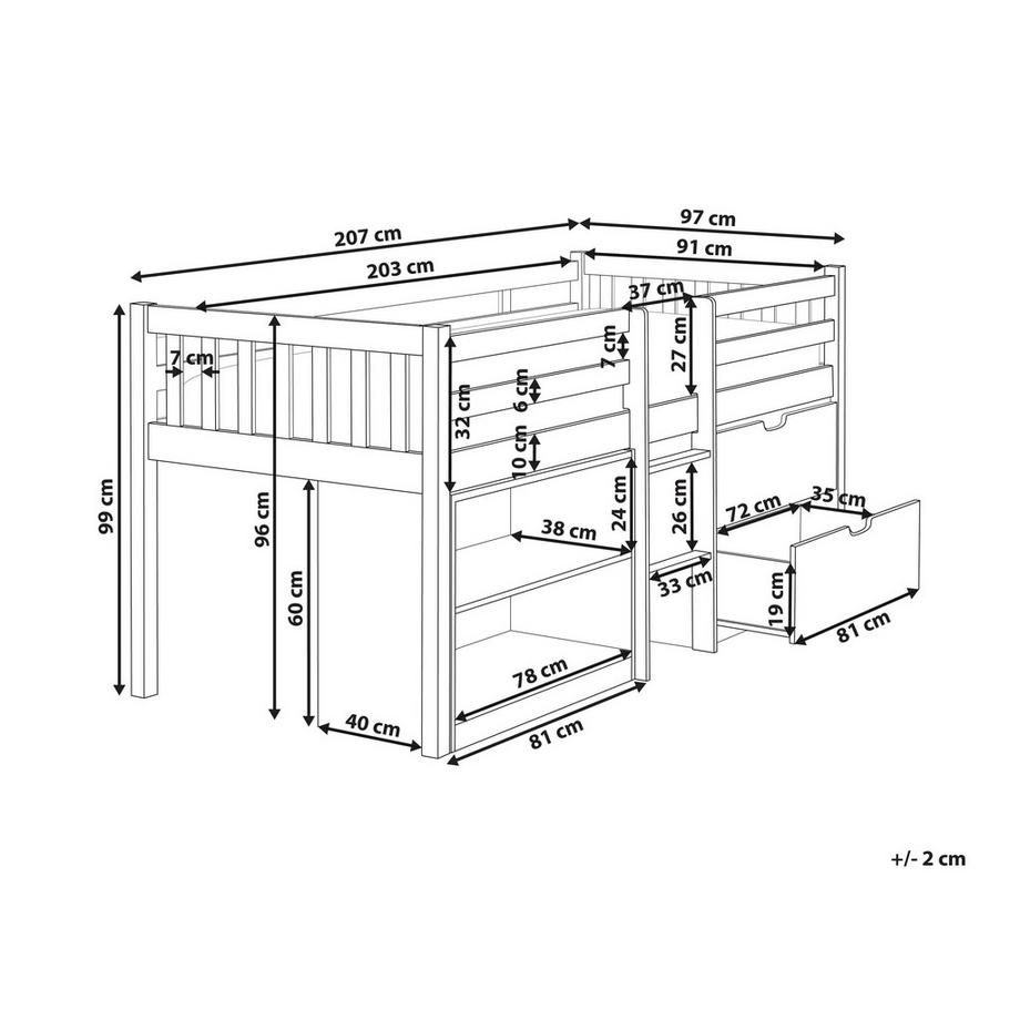 Beliani Letto a mezza altezza en Legno di caucciù  SUSVILLE  