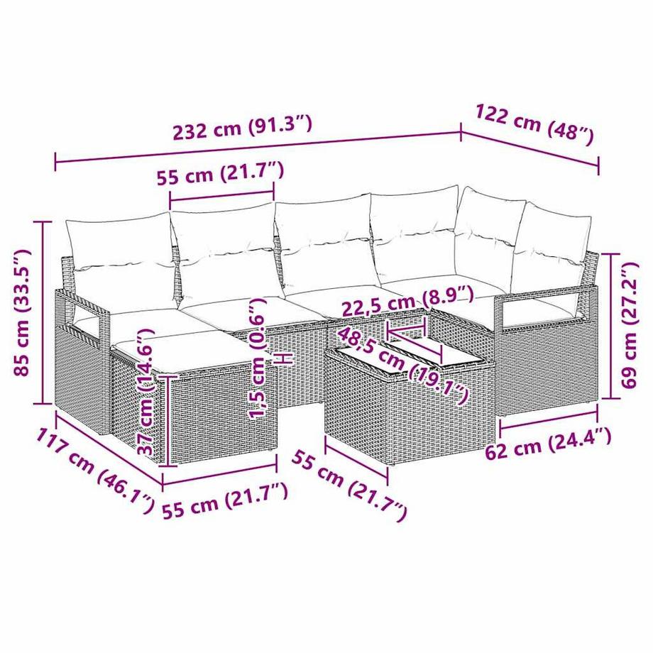 VidaXL Divano da esterno Polyrattan  
