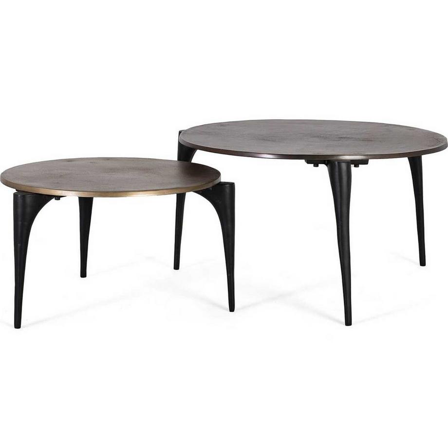 mutoni Table basse fer doré 64 (lot de 2)  